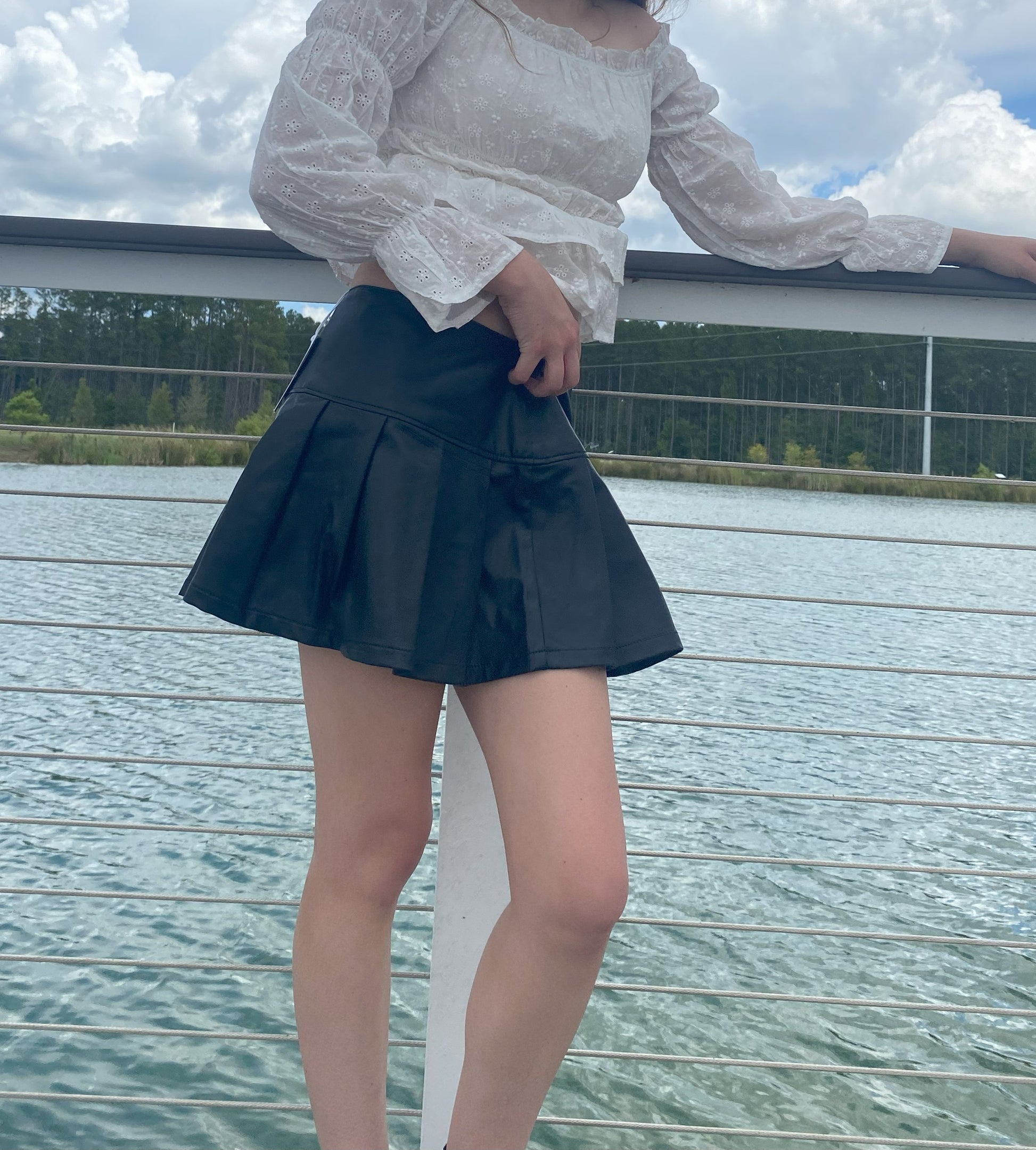 Zipper Closure Pleather Mini Skirt